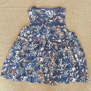 Melrose & Market Top Boho Sleeveless Women's Size M Crochet Blue Floral Viscose